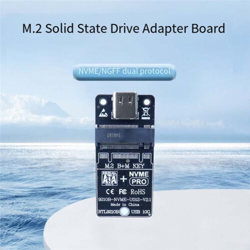 M.2 SSD Enclosure RTL9210B Adapter Board Dual-Protocol NVMe/NGFF External Hard Drive Adapter 10Gbps 2