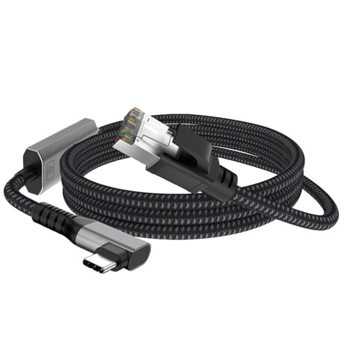 Cabo USB-C para Ethernet com Conector Angular Tipo C para RJ45 Macho, Adaptador de Rede LAN Gigabit 2.5G para  Pro e PC