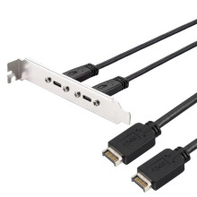 USB 3.2 KEY-A to Dual Type-C Female TYPE-E Baffle Cable Double Chassis PCI Front Data Adapter Cable High-Speed 10GB