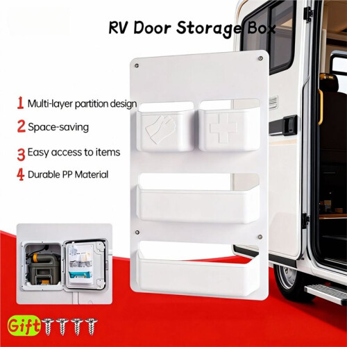 RV Door Organizer Storage Box - ABS Compartment for Motorhome Caravan Van Storage Box 1
