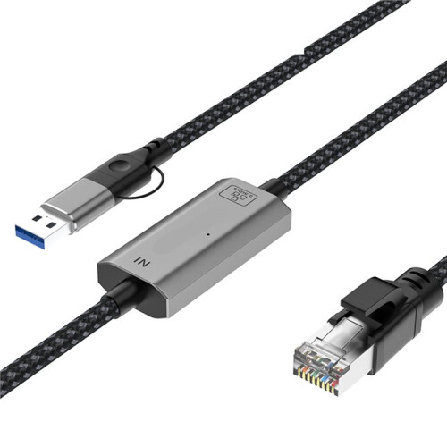 Cabo USB-C para Ethernet com Conector Angular Tipo C para RJ45 Macho, Adaptador de Rede LAN Gigabit 2.5G para  Pro e PC 1
