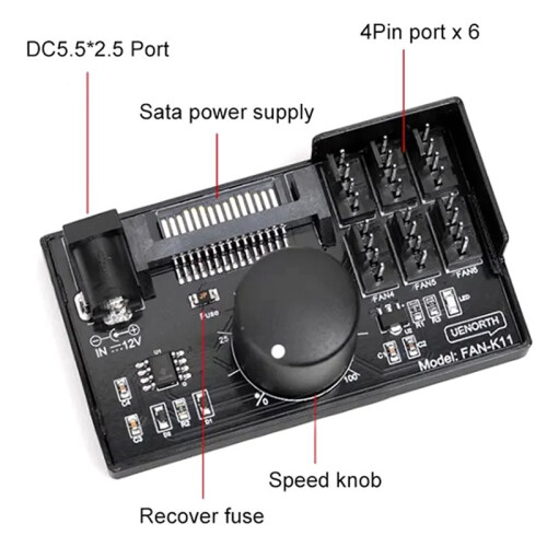 2Pcs Computer Fan Speed Controller/High Power Hub   Controller NAS Server Fan Speed Control PWM Speed Regulation 2