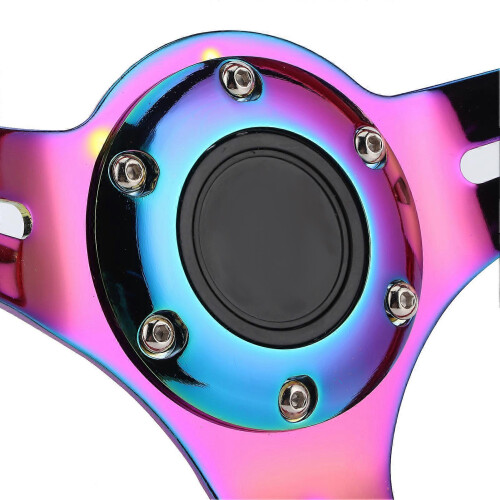 6‑Bolt Racing Steering Wheel Replacement 350mm Dia Universal Deep Dish Light Blue