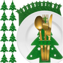 Felt Christmas Tree Cutlery Holders, Set of 12