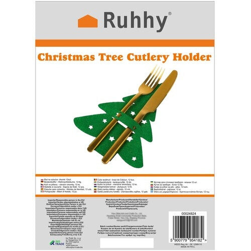 Felt Christmas Tree Cutlery Holders, Set of 12 1