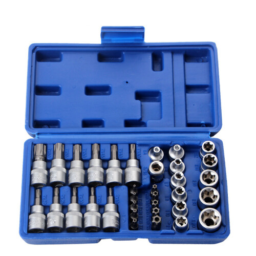 34Pcs Torx Socket Set Triple Square Socket Set Torx Bit Socket Set Star Bit Set Male Female Set