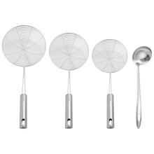 Skimmer Spoon, 4 Pack Stainless Steel Spider Strainer Skimmer Spoon, Donut Spoon, Skimmer Spoon for Kitchen Deep Fryer