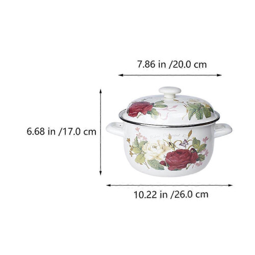 Enamel Soup Pot for Home Cooking with Lid Two Handled Pot 1