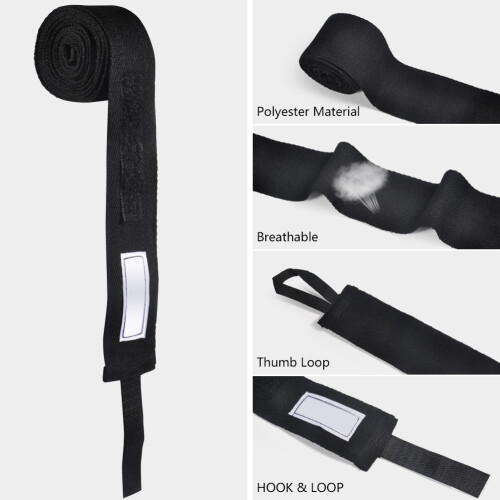 Håndbind til boksesport Bomuldsmateriale Elastiske håndbind Specialstrikkede tekstur Håndledsstøtte Velcrodesign Åndbart materiale 2