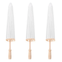 3Pcs White Oiled Paper Parasol DIY Craft Painting Wedding Photo Props