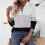 Women's Color Block Hooded Sweatshirt Long Sleeve Pullover-L 7