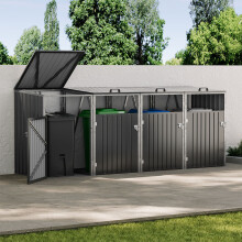 Garden Metal 4 Bin Storage Shed Garbage Can Storage