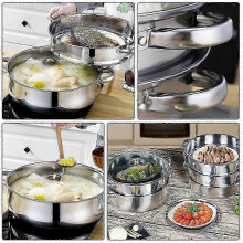 Thickened Stock Pot Stainless Steel Home Use Steaming 28cm 1 Set