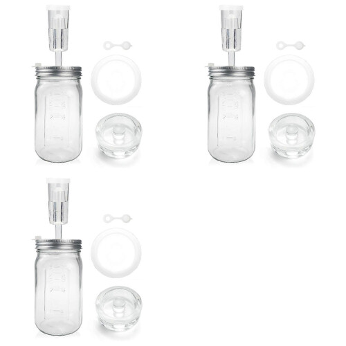 3X 32 Oz Mason Jar Fermentation Kit, Fermentation Jar, Fermentation Lid, Fermenting Weights and Airlocks
