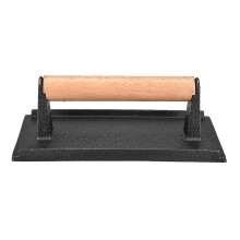 Commercial Cast Iron Steak Weight Wooden Handle Bacon Grill Hamburger Press
