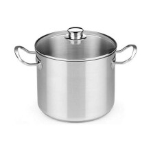 Pot with Glass Lid BRA D219485 6,5 L Stainless steel Steel Metal Stainless steel 18/10