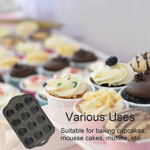 6 Pack Mini Muffin Cheesecake Pan with Removable Bottom, 12 Cavity Nonstick Cupcake Pan 1