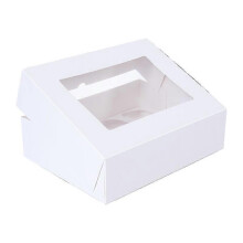 50Pcs Cupcake Boxes 12 Hole Laminated Clear Window Face Favour Baking Cups & Cases