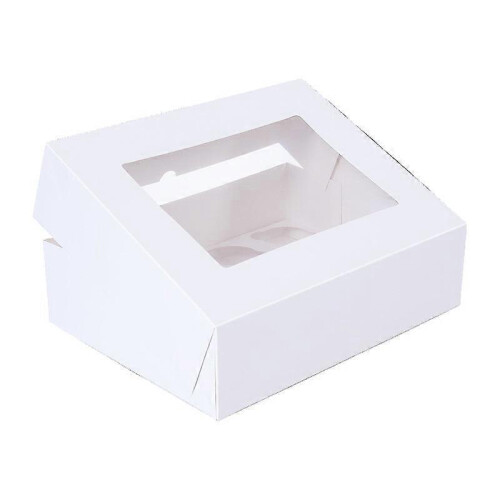 50Pcs Cupcake Boxes 12 Hole Laminated Clear Window Face Favour Baking Cups & Cases