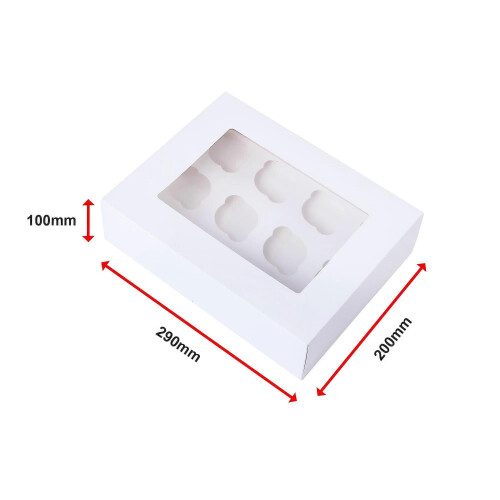 50Pcs Cupcake Boxes 12 Hole Laminated Clear Window Face Favour Baking Cups & Cases 1