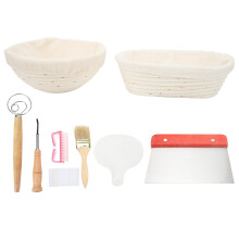 Panier à levain rond en acier inoxydable de 25,9 cm (10,2 po) et panier à levain ovale en canne de 22,1 cm (8,7 po)