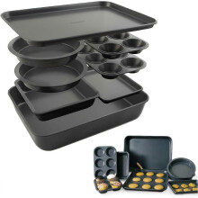 Home Set of 8 Durable Non-Stick Carbon Steel Baking Bricks for Easy Storage