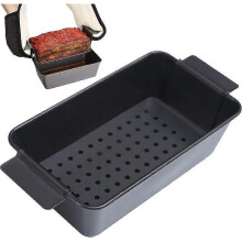 Carbon steel meat loaf pan with removable tray for easy baking and roasting