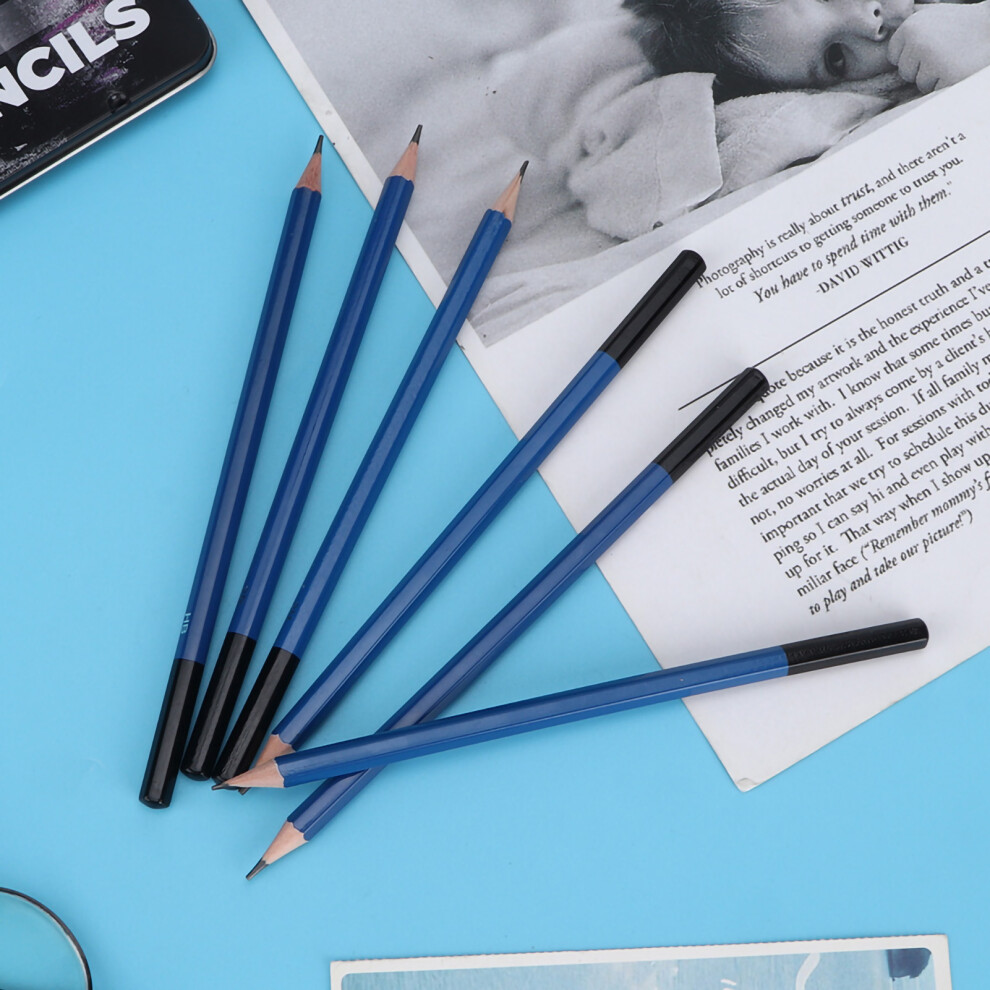 12Pcs Wood Shell Hex Rod Sketch Pencils, Black 4691393818950