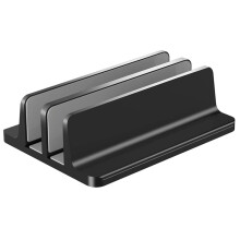 Supporto Verticale per Laptop Regolabile In Alluminio con 2 Slot per Desktop Fino A 17,3 Pollici, Adatto A Tutti I Laptop, Tablet o Libri, Nero