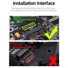 Carte Réseau Sans Fil WiFi 6E PCI-E AX210HMW avec Adaptateur 5.3 pour Ordinateur de Bureau et Portable, Tri-Bande 2,4/5/6 GHz AX WiFi