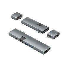 7 in 2 Detachable USB C Hub Type-C to 4K 60HZ -Compatible Gigabit RJ45 Ethernet Multi USB 3.0 /TF Splitter