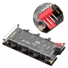 PWM & ARGB LED Controller Hub 8 12V 4Pin Fan & 5V 3Pin AURA Wireless IR Remote Adapter,ARGB Controller,2-in-1 Hub