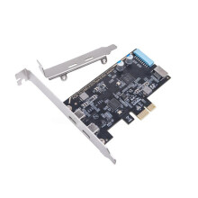 PCI-E to Type-C Adapter Card PCI-E to Type-Cx2+Type-E+19PIN Expansion Card 5Gbps USB3.2 GEN1 for Win7/8/10/11