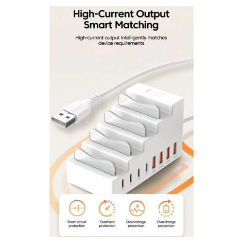 66W 4USB+4Type-C 8Ports Socket Bracket Charger for Phone Laptop Computer USB Interface Extender Multi-Functional HUB 1