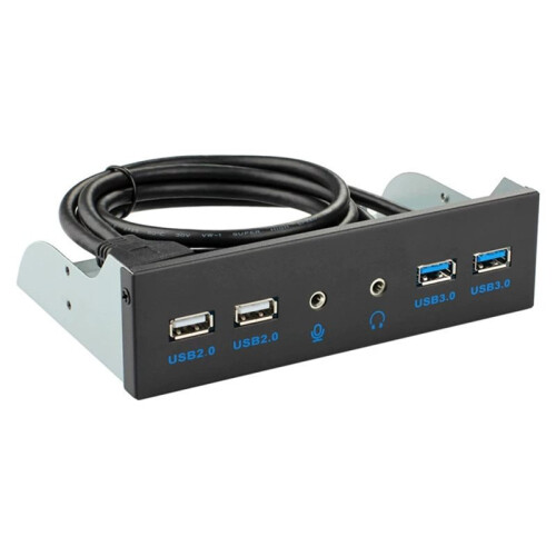 4  USB Hub HD Audio & Microphone Internal CD-ROM Bay Bracket Front Panel Adapter for PC Desktop Tower Case