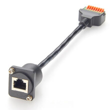 New D Series Panel Mount RJ45 Socket to 8-Pin Terminal Block Cable with Spring for Network Wiring Cabinet Mounting