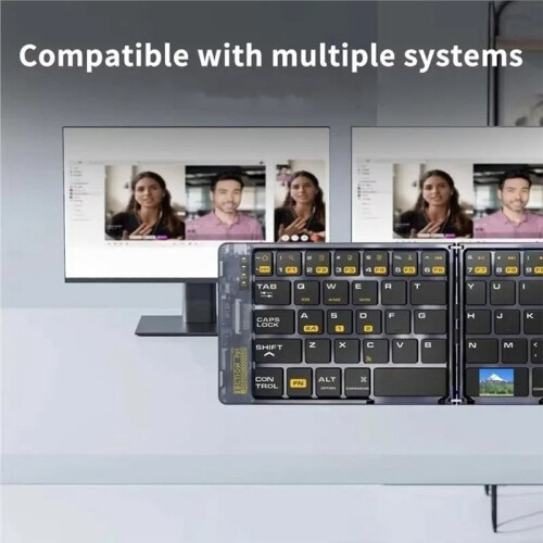 Transparent Foldable Wireless  Keyboard with Mouse Kit Folding Travel Keyboard for Smartphone Computer