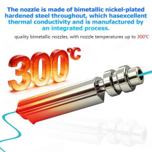 Bimetallic Nozzle for Kobra X Hot End, KX Hardened Steel Nozzle, 0.4mm, Heat-Resistant to 300, for Kobra X