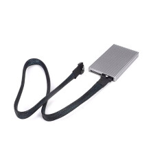 MCIO to 2 M.2 2280 NVMe Adapter Boards with A-B Cable 75cm for Motherboard External  Card GPU 2.5" HDD Heatsink