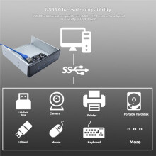 4 Port USB 3.0 HUB Splitter PCI-E 1x to 4  USB 3.0 Card Floppy Bay Front Panel for PC Desktop Tower Case