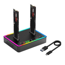 Estación de Acoplamiento para Disco Duro de Doble Bahía M.2 NVMe/, Clonación Sin Conexión, Carcasa Adaptadora para Duplicador de SSD de 10 Gbps
