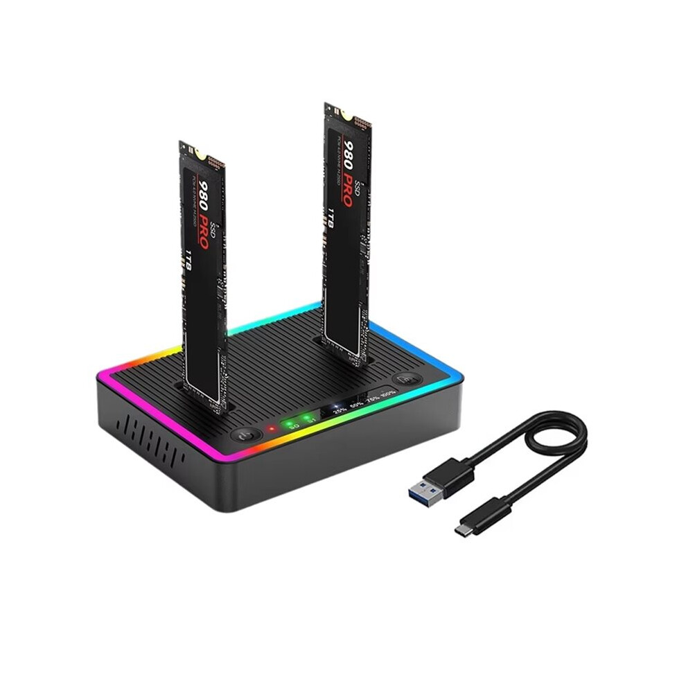 Dual-Bay Hard Drive Docking Station M.2 Nvme/ Offline Clone Hard Disk 10Gbps Ssd Duplicator Adapter Enclosure 4712400187750