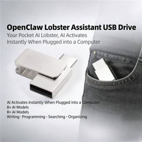 Clé USB OpenClaw Assistant 32 Go, USB Type C, Système Multilingue Intégré, Compatible avec Windows pour Lobster Assistant 1