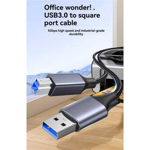 USB Printer Cable USB Type B Male to A Male USB 3.0 Printer Scanner Cable for HDD Enclosure Blu-Ray Drives Printer 1m 2