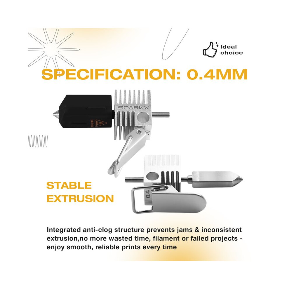 For Sparkx I7 Hotend Replacement Part Anti-Clog Nozzles High-Temp Resistant 3D Printer Parts 0.4Mm 4713642570560