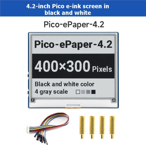 4,2 Inch EPaper-Display voor Raspberry Pi , E-Ink, Wit/Zwart, 400x300 Pixels, SPI-Communicatie-Interface 2