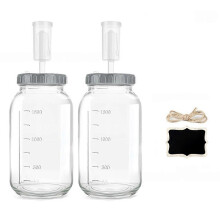Glass Sealed Jar Fermentation Kit with 64oz Jars, Plastic Lids, Airlocks, Silicone Rings, Grommets & Glass Weights 2 Pcs