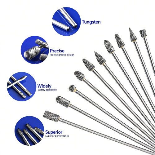 Rotationsfeile, 3 mm Schaft, zum-Doppelschlitz 10 Stück 1
