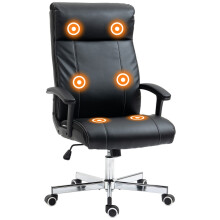 Vinsetto Massage Office Chair PU Leather Computer Chair w Tilt Function Black