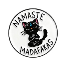 Cartoon Meditation Cats Enamel Brooch Accessory For Hat And